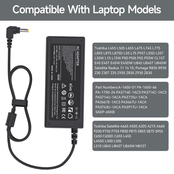 Imagem de Carregador de laptop ROLADA 65W para Toshiba Satellite A205 A215