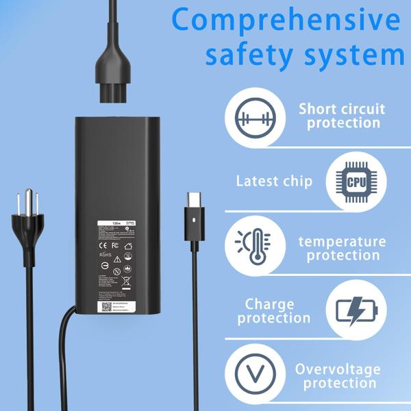 Imagem de Carregador de laptop WZXHU, substituição Dell 130W USB C tipo C