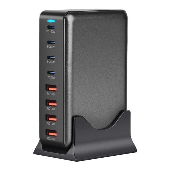 Imagem de Carregador de Mesa 320W GaN com 8 Portas USB-C e USB-A - Carga Rápida 3.0 para iPhone, Samsung e Outros