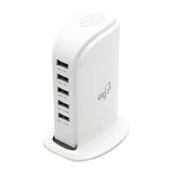 Imagem de Carregador de Mesa Universal ELG TC5S com 5 USB Branco