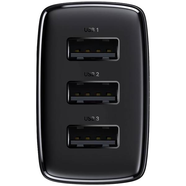 Imagem de Carregador de Parede Baseus Compact 17 W 3 X USB-A - Preto (CCXJ020101)