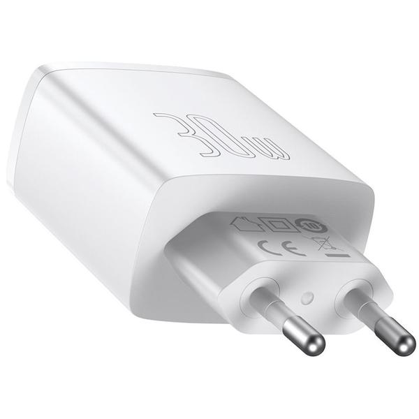 Imagem de Carregador de Parede Baseus Compact 30 W 2 X USB-A + USB-C - Branco (CCXJ-E02)