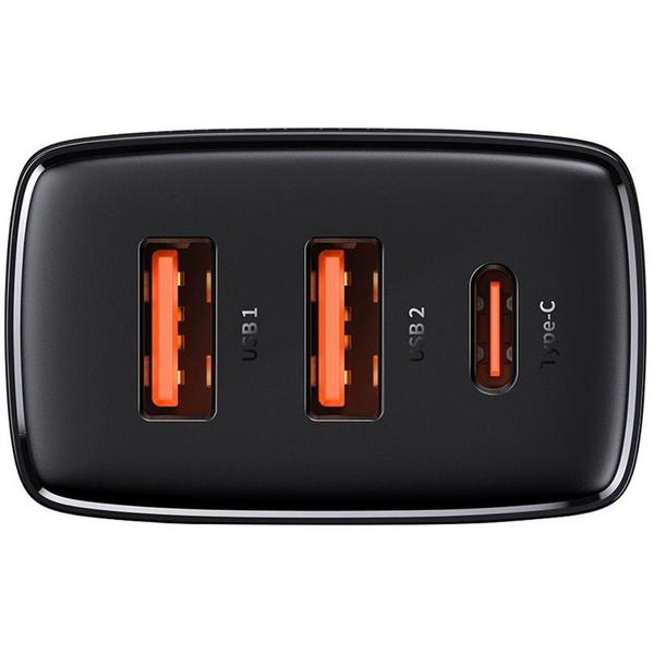 Imagem de Carregador de Parede Baseus Compact 30 W 2 X USB-A + USB-C - Preto (CCXJ-E01)