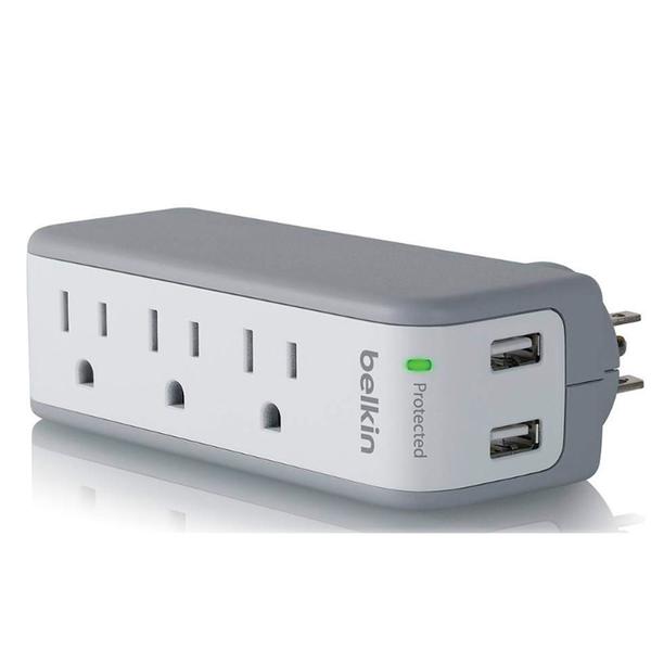 Imagem de Carregador de Parede Belkin USB Surgeplus 10W Dual-USB+3 Tomadas Protecao Surto 110V Branco - BST300BG