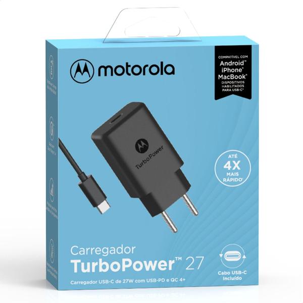 Imagem de Carregador De Parede Motorola Turbo Power 27w - Com Cabo Usb-C - Preto