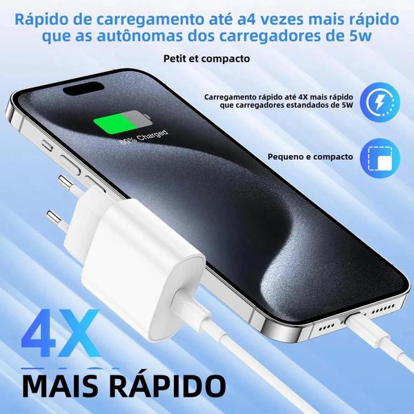 Imagem de Carregador De Parede Rápido USB C PD De 35 W Para iPhone 15 16 pro Max 15 plus Com Cabo USB-C Para