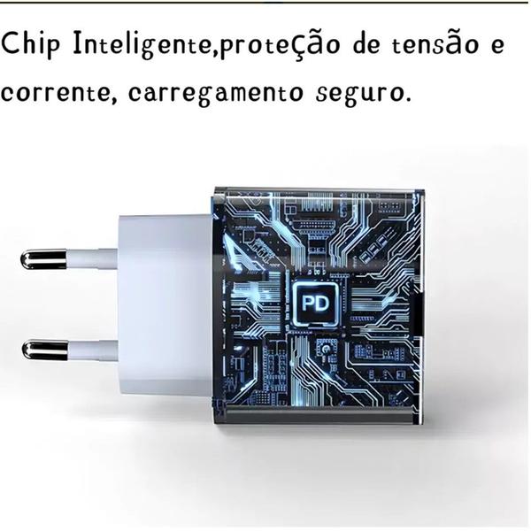 Imagem de Carregador De Parede Turbo 20w + Cabo Lightning  Tipo C Cor Branco Compativel Iphon 12 - Inova