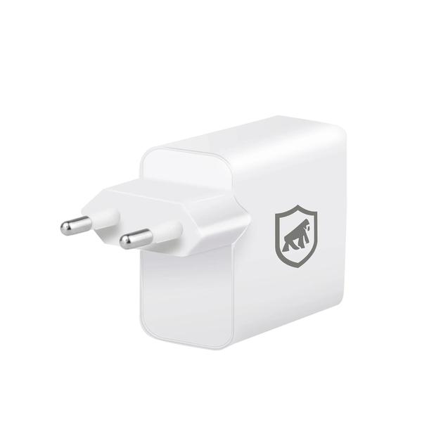 Imagem de Carregador De Parede Turbo Power Delivery Tecnológia Quick Charger 4.0 Até 18W Ultra Rápido  Tipo C / USB A Gshield Cor Branco