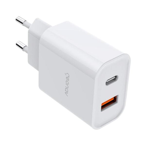 Imagem de Carregador de Parede USB e USB-C - Geonav Duo CH20PDQC - 20W - Carregamento Rápido - Branco