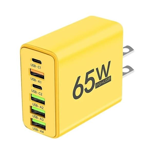 Imagem de Carregador de Parede USB Tipo C 65W - 6 Portas com PD 3.0 e Carga Rápida