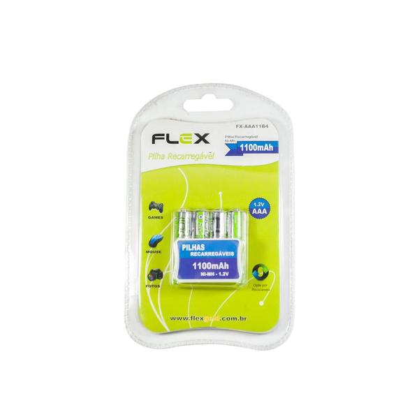 Imagem de Carregador De Pilha+ 4 Pilhas Recarregável Aaa 1100 Mah Flex