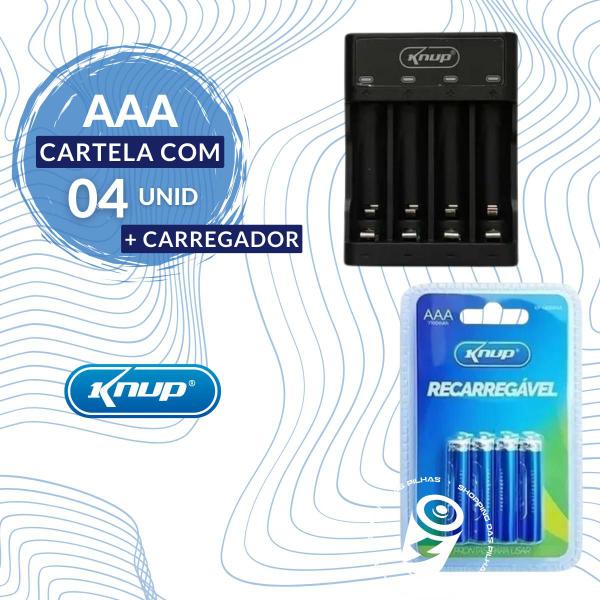 Imagem de Carregador De Pilha Aa/aaa Type-c+ 4 Pilhas Aaa 1100 Mah Knup