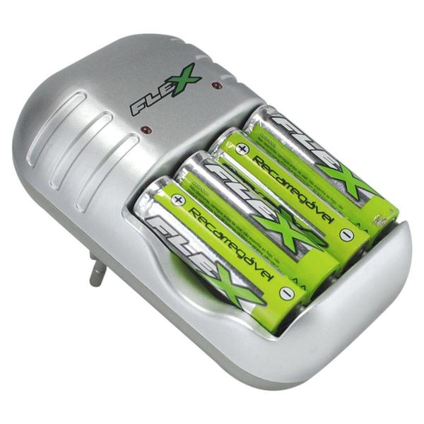 Imagem de Carregador De Pilha Com 4 Aa 2700Mah Bivolt Fx-C04 Flex