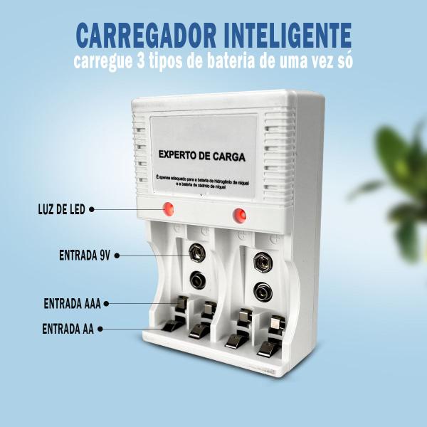 Imagem de Carregador de Pilha Kit com 8 pilhas recarregaveis Aa