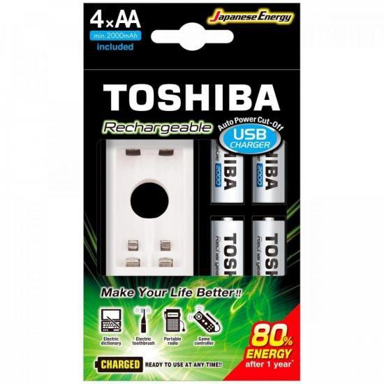 Imagem de Carregador de Pilha USB AA/AAA MIN. 2000MAH C/4 Toshiba