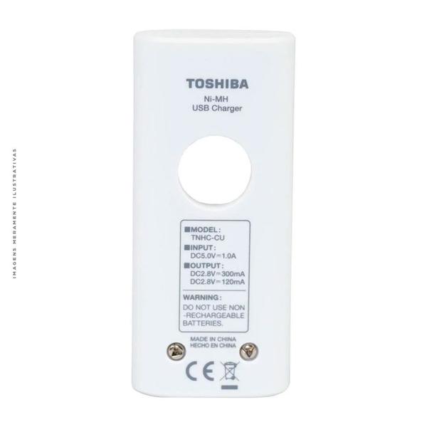 Imagem de Carregador de Pilha USB AA/AAA Toshiba, Com 2x Pilhas AA - TNHC-6GME2 CB