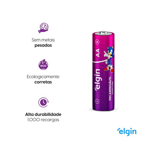 Imagem de Carregador De Pilhas Aa/Aaa/9V + 4 Pilhas Aa 2500 Mah Elgin