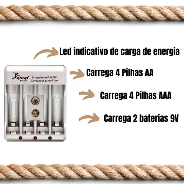 Imagem de Carregador De Pilhas Aa/aaa/9v + 4 Pilhas Aaa 1100 Mah