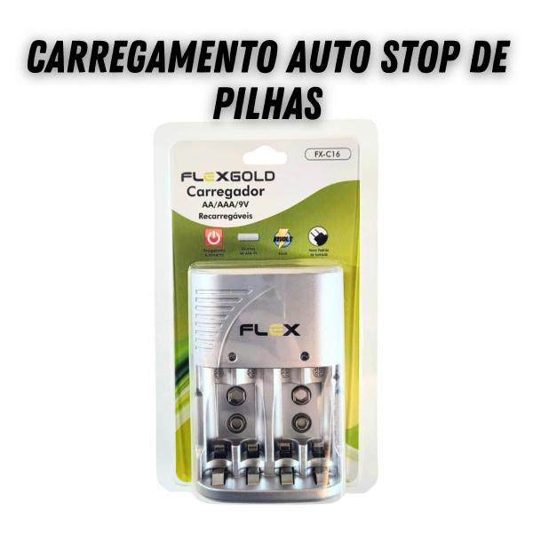 Imagem de Carregador De Pilhas Aa/aaa/9v Auto Stop + 4 Pilhas Aa 2900 Mah Flex