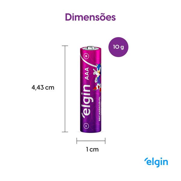 Imagem de Carregador De Pilhas Aa/aaa/9v Auto Stop+ 4 Pilhas Aaa 1000 Mah Elgin