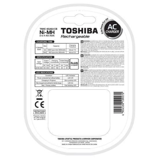 Imagem de Carregador De Pilhas Aa/Aaa Tnhc-6Gae4 Cb Com 4 Aa Toshiba