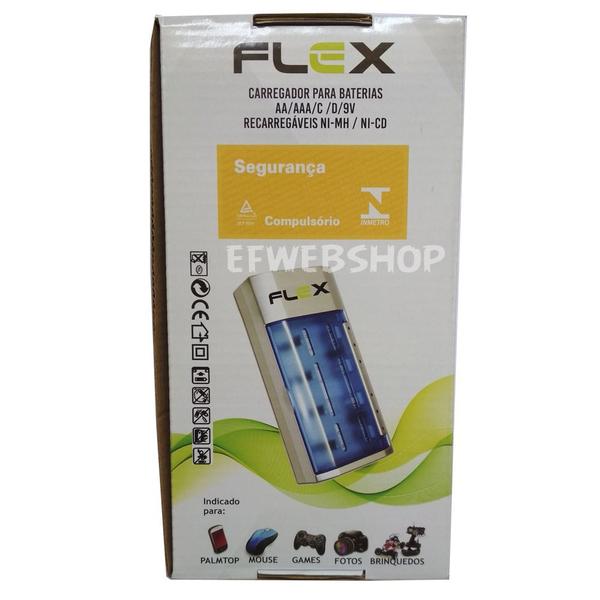 Carregador de Pilhas Flex Universal AA AAA C D e Baterias 9v Bivolt com Led FX-C06 Imagem de Carregador de Pilhas Flex Universal AA AAA C D e Baterias 9v Bivolt com Led FX-C06