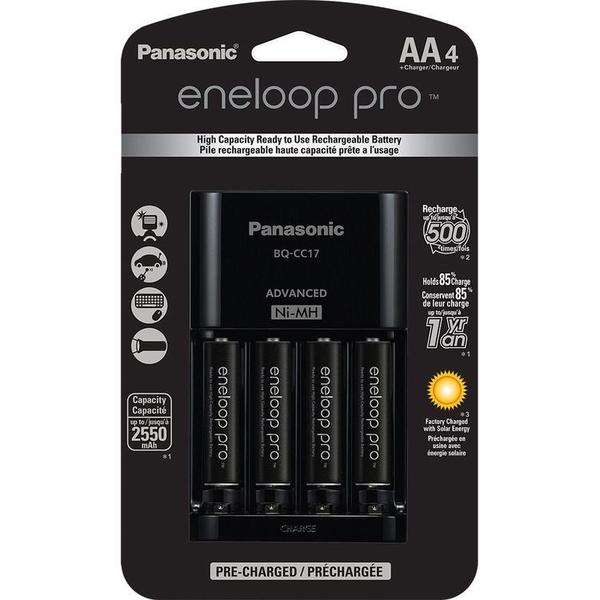 Imagem de Carregador de pilhas Panasonic eneloop pro com 4 pilhas AA 2550mAh