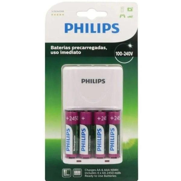 Imagem de Carregador De Pilhas Philips Com 4 Pilhas Aa De 2450Mah