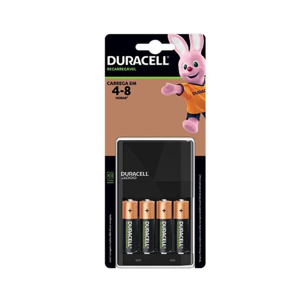 Carregador de Pilhas Recarregáveis Duracell com 4 Pilhas Imagem de Carregador de Pilhas Recarregáveis Duracell com 4 Pilhas