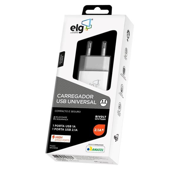 Imagem de Carregador de tomada elg wc124a-2 c/2 usb 1a/2.1a branco 