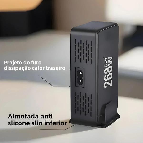 Imagem de Carregador de Viagem 268W/240W GAN USB-C Multiportas com PD - Adaptador de Alimentação