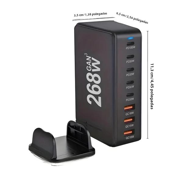 Imagem de Carregador de Viagem 268W/240W GAN USB-C Multiportas com PD - Adaptador de Alimentação