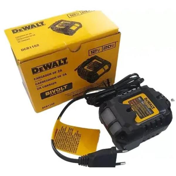 Imagem de Carregador DeWalt DCB1102  12V/20V  Bivolt  Rápido e Eficiente  LED Indicador  Compacto