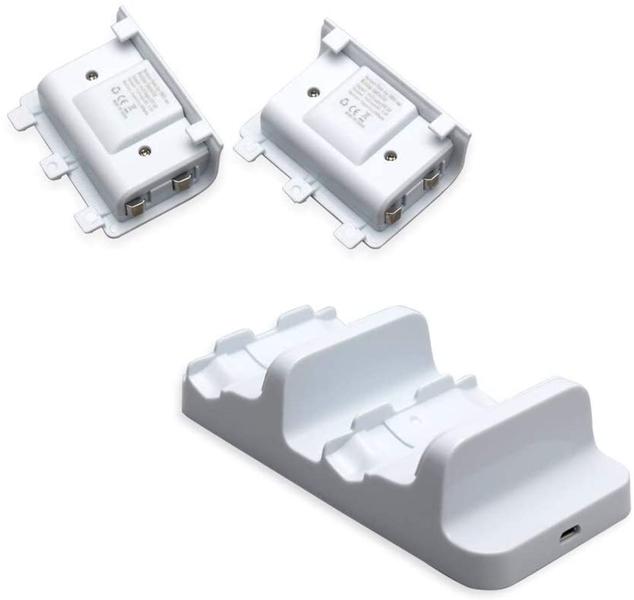 Imagem de Carregador Duplo Para Controle Sem Fio Xbox One + 2 Baterias 300mah Branco