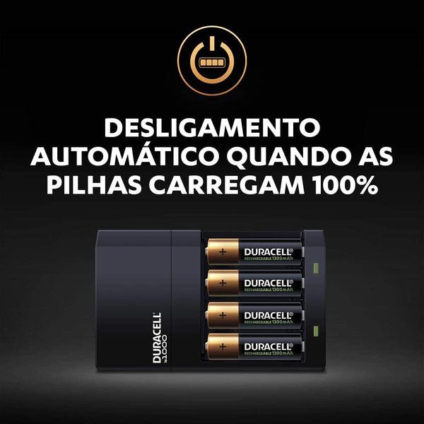 Imagem de Carregador Duracell 4 Pilha Recarregável Aa 2500mah