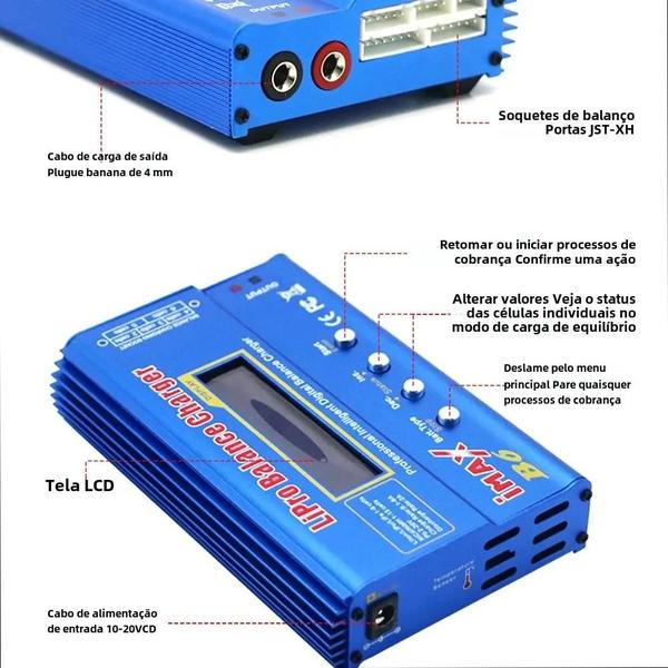 Imagem de Carregador e Descarregador de Bateria IMAX B6 - 1-6 Células, 80W