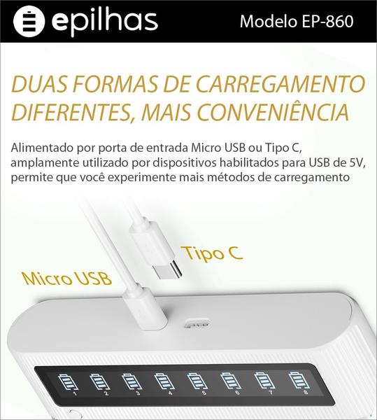 Imagem de Carregador EP-860 com 8 pilhas AA Recarregáveis da Eneloop Pro