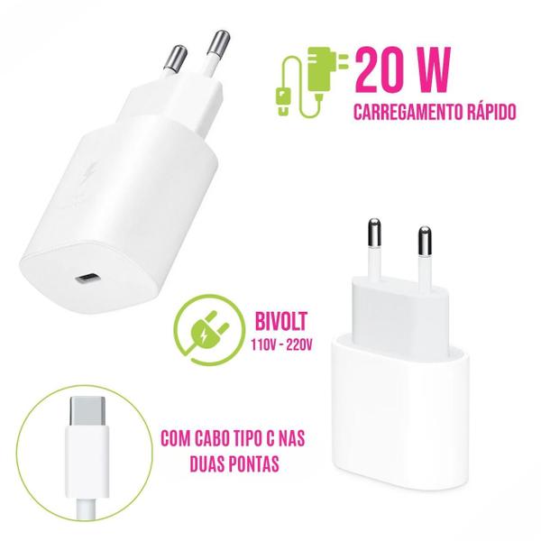 Imagem de Carregador Fonte Cabo Usb-c 25w Tipo C Ios Turbo Carregamento Rápido