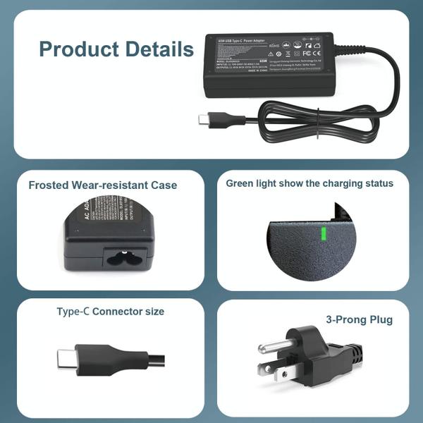 Carregador GELINTO 65W USB C para Lenovo Thinkpad/Chromebook/Yoga Imagem de Carregador GELINTO 65W USB C para Lenovo Thinkpad/Chromebook/Yoga