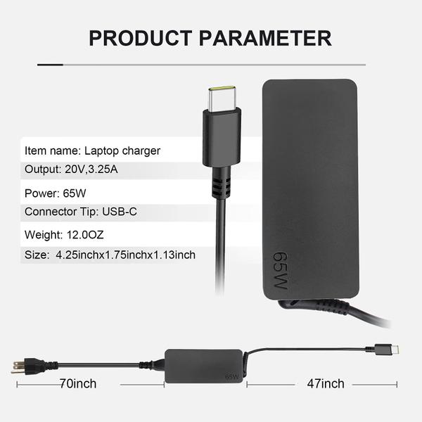 Imagem de Carregador Gomarty 65W USB C para Lenovo ThinkPad/Chromebook/Yoga