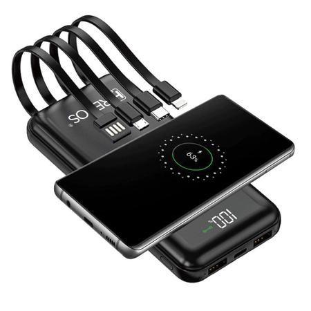 Carregador Indução e Cabo Portátil Bateria Power Bank 10.000mah - Lenox Imagem de Carregador Indução e Cabo Portátil Bateria Power Bank 10.000mah