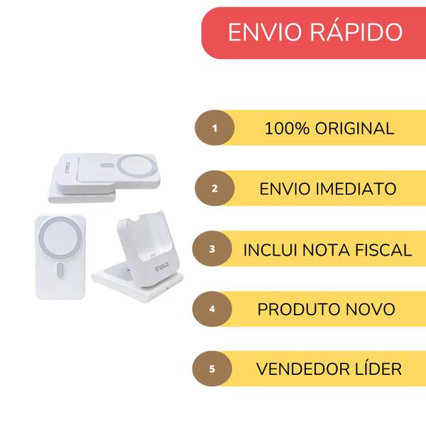 Imagem de Carregador Indução Power 3em1 10000mah Celular Relógio Fone