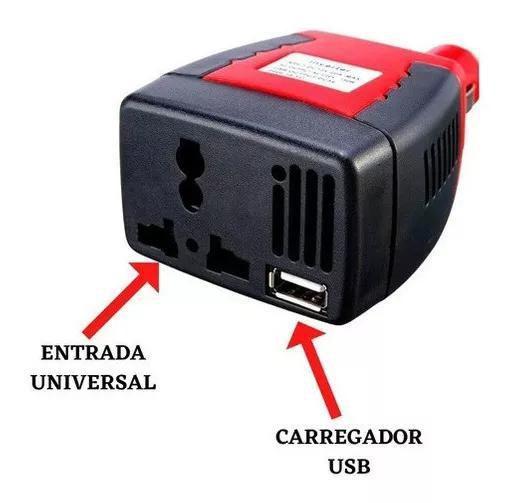 Imagem de Carregador Inversor P/Carro Usb 150W, 12V, 110V Tomada