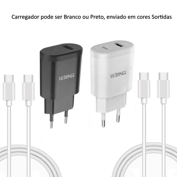 Imagem de Carregador Lelong 5.1A Super Power Due 20W Tipo C Preto - Kit C/2