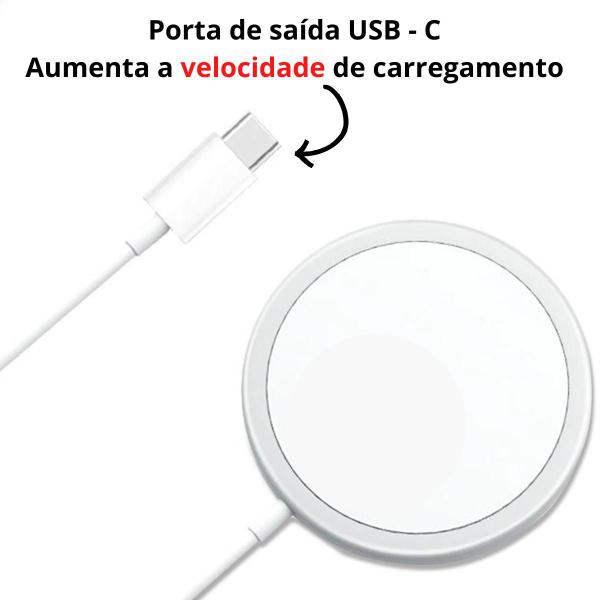 Imagem de Carregador Magsafe Sem fio Magnético Indução Compatível com iPhone XR 11 12 13 14 15