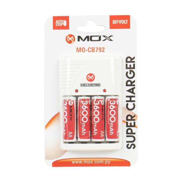 Carregador Mox MO-CB792 - AAA/AA/9V - Bivolt - Branco Imagem de Carregador Mox MO-CB792 - AAA/AA/9V - Bivolt - Branco