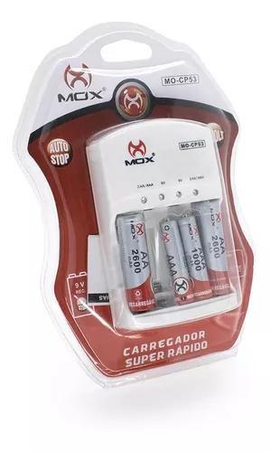 Imagem de Carregador Mox Mo-cp53 C/4-pilhas Recarregavel 2aa+2aaa