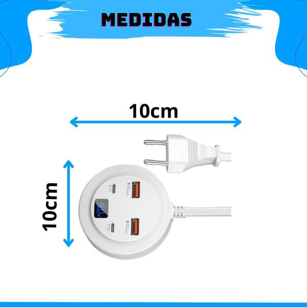 Imagem de Carregador Múltiplo De Mesa Universal 4 Portas Usb e Tipo C Prático e Portátil