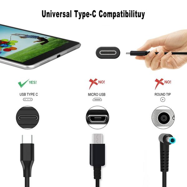 Imagem de Carregador NELEBUTO 45W USB C para HP Dell Lenovo Acer Asus Samsung