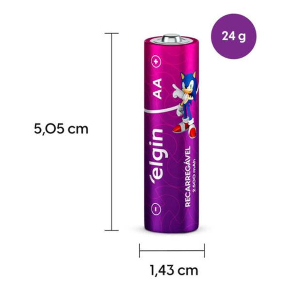 Imagem de Carregador Pilha Aa/aaa Type-c + 2 Pilhas Aa 2500 Mah Elgin